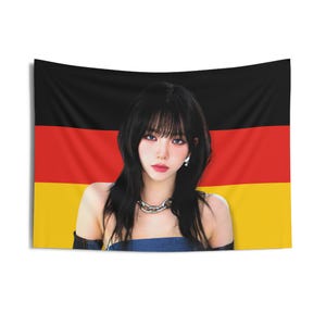 AESPA Karina Wolf Cut Germany Flag, Aespa Karina My World Kpop Flag, Aespa Karina Merch, Gift Ideas for MY, Birthday Gift & Concert Merch