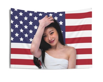 Itzy Yuna Magazine Photoshoot American Flag, Itzy Concert Banner