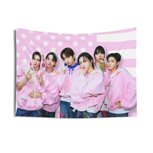 Bandera rosa de Estados Unidos de los miembros de Bonedo, bandera de Kpop de los miembros de Bnd, artículos de la gira Boys Next Door 2025, ideas de regalo para fanáticas, regalos de cumpleaños y artículos de conciertos