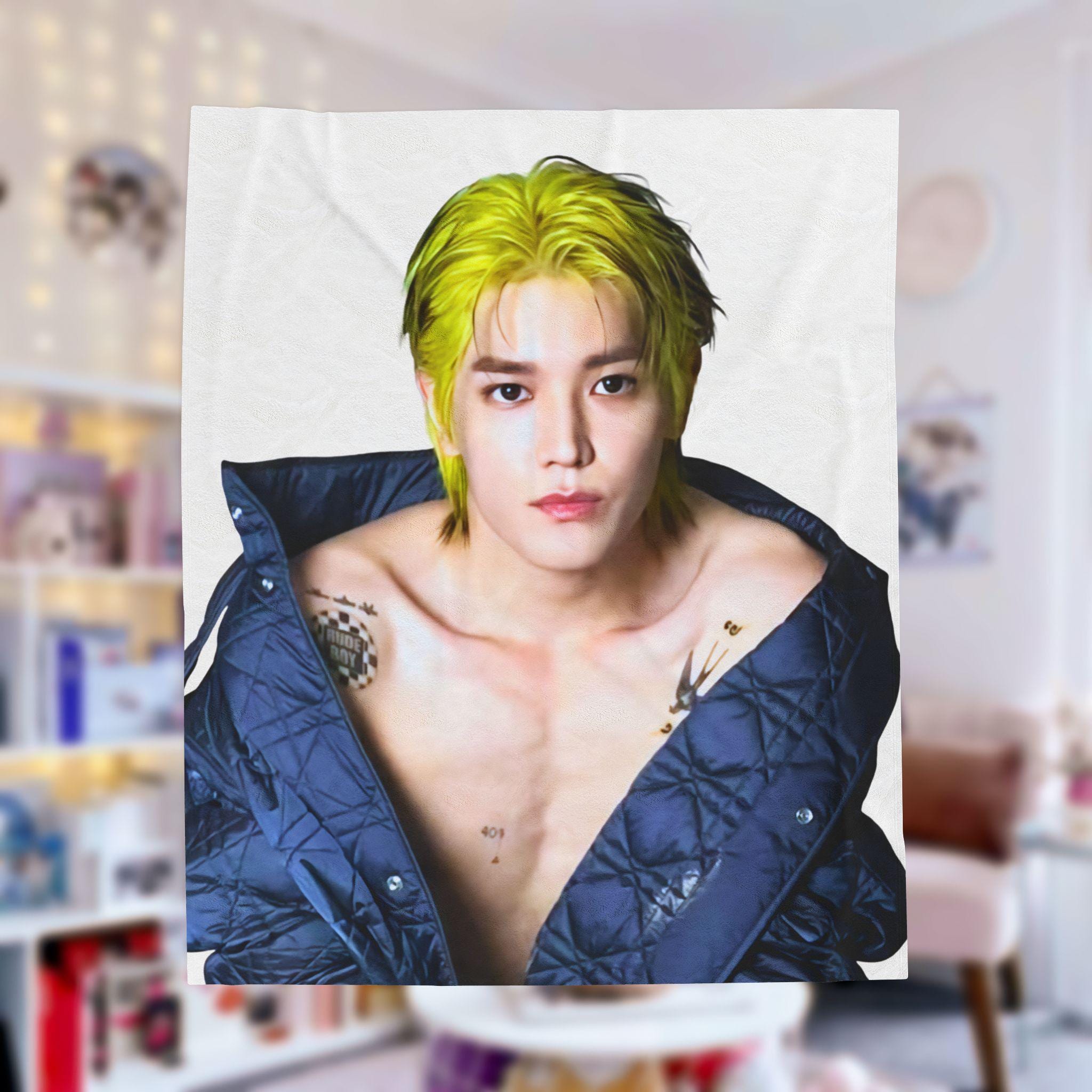 BDジヨンブランケット NCT 127 テヨン グリーンヘア ぬいぐるみブランケット、NCT テヨン K