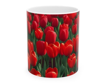 Red Tulip Ceramic Mug, 11oz