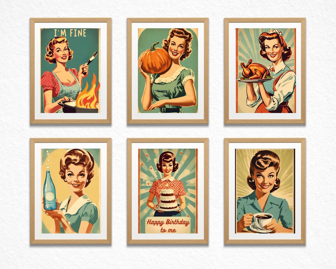 Vintage Housewifes Poster Set Of 6 50s 60s Digital Poster Retro vintage-housewifes-poster-set-of-6-50s-60s-digital-poster-retro