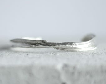 Handmade Sterling Silver Botanical Cuff Bracelet, Adjustable