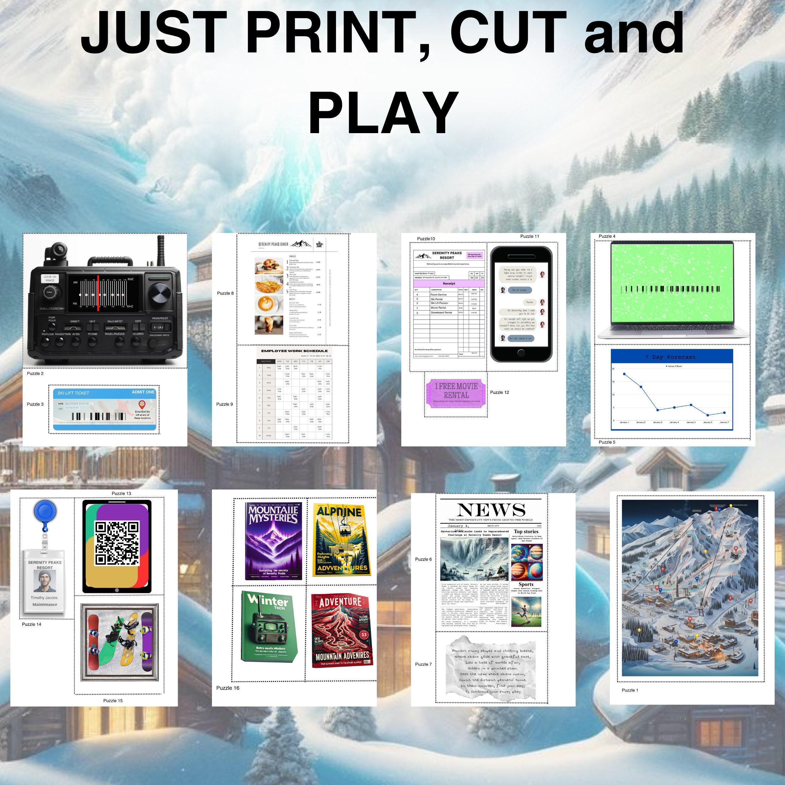 TRAPPED IN a Ski Resort Printable Escape Room Instant Download Escape ...