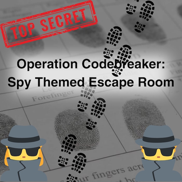 Escape game sur le thème des espions, opération code breaker, jeux d'évasion imprimables, téléchargement immédiat, jeu d'espionnage pour enfants jeu d'évasion à thème d'espionnage