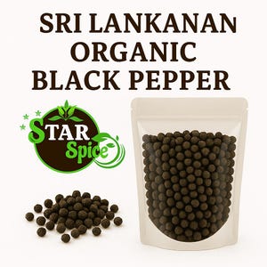 Organic Whole Black Pepper Seeds – Premium Grade Sri Lankan Spice for Cooking, Fresh Aroma & Bold Flavor – Non-GMO, 100g