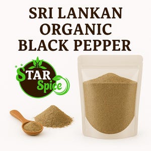 Organic Ceylon Black Pepper Powder – Fresh Ground Sri Lankan Pepper | Non-GMO, Bold Flavor Spice for Cooking & Seasoning | 100g