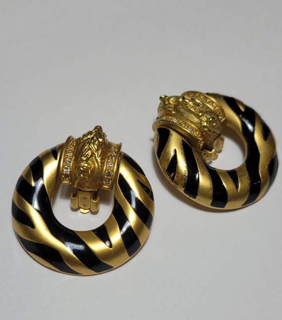 Elizabeth Taylor for Avon Zebra Stripe Earrings