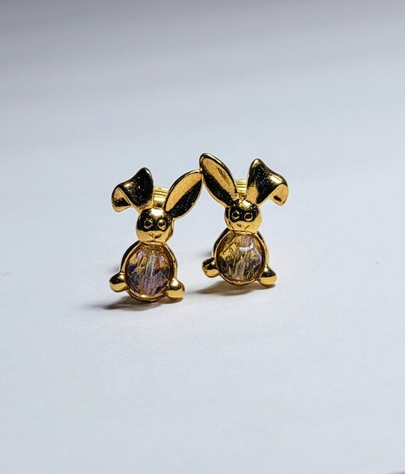 Rhinestone Easter Bunny Earrings - image 1
