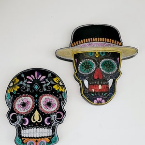 Día de los Muertos Onderzetters: handgemaakt harsschedeldecor