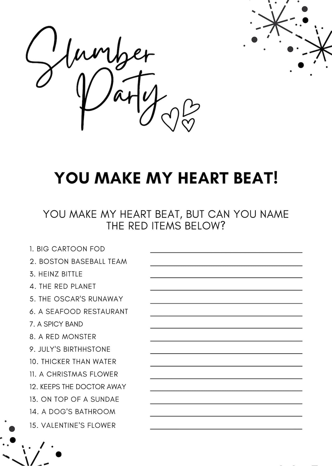 Slumber Party Games, Sleepover Games Bundle, Ready to Print, Kids Party ...