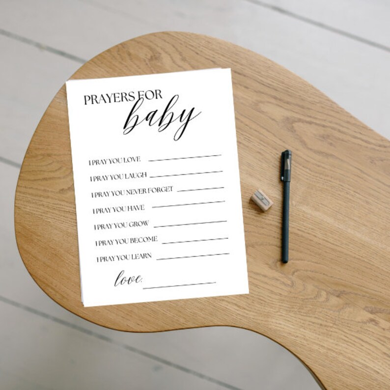 Prayers for Baby Printable, Editable Baby Prayer, Baby Shower Game ...