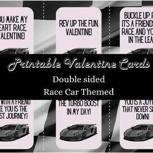 Printable Car Valentine Cards, School Valentine's Day Cards, Student Race Car Cards, Racing ...