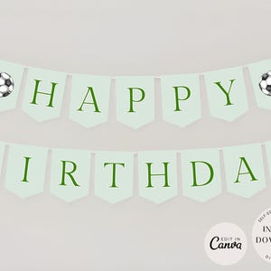 Fußball-Geburtstagsbanner, bearbeitbare Fußball-Geburtstags-Partydekoration, Jungen-Bday-Flaggenvorlage, druckbare Geburtstagsbanner, sofortiger Download