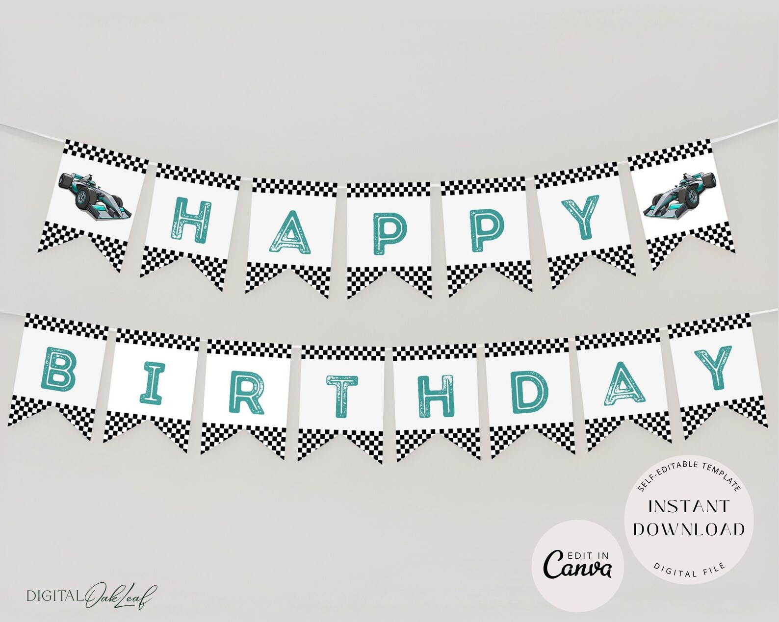 Editable Race Car Birthday Banner, Racing Birthday Party Decor, Boys ...