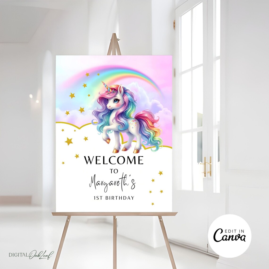 Editable Unicorn Welcome Sign Template, Kids Pony Birthday Party Decor ...