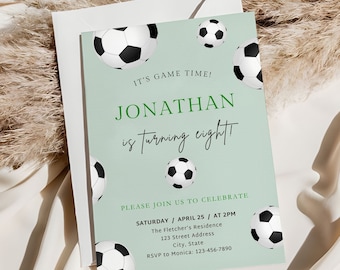 Soccer Birthday Invitation Template, Editable Football Party Invite, Simple Football Invite, Printable Sports Invite, Instant Download