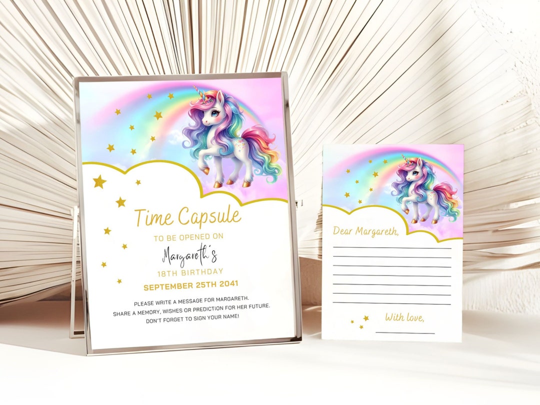 EDITABLE Unicorn Time Capsule Template, Pony Time Capsule and Matching ...