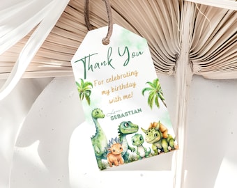 Editable Dinosaur Favor Tags, Dinosaurs Thank You Tags, Kids Dino Birthday Gift Tags, Party Favors, Instant Download