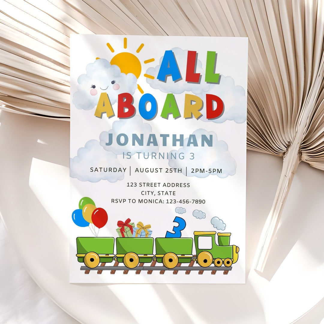 Editable Train Birthday Invitation Any Age Birthday Invitation Editable Train Birthday Invitation Any Age Birthday Invitation