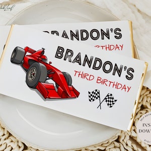 Editable Racing Car Chocolate Bar Wrapper, Race Car Candy Wrapper Template, Any Age Birthday Labels, Birthday Favors, Instant Download