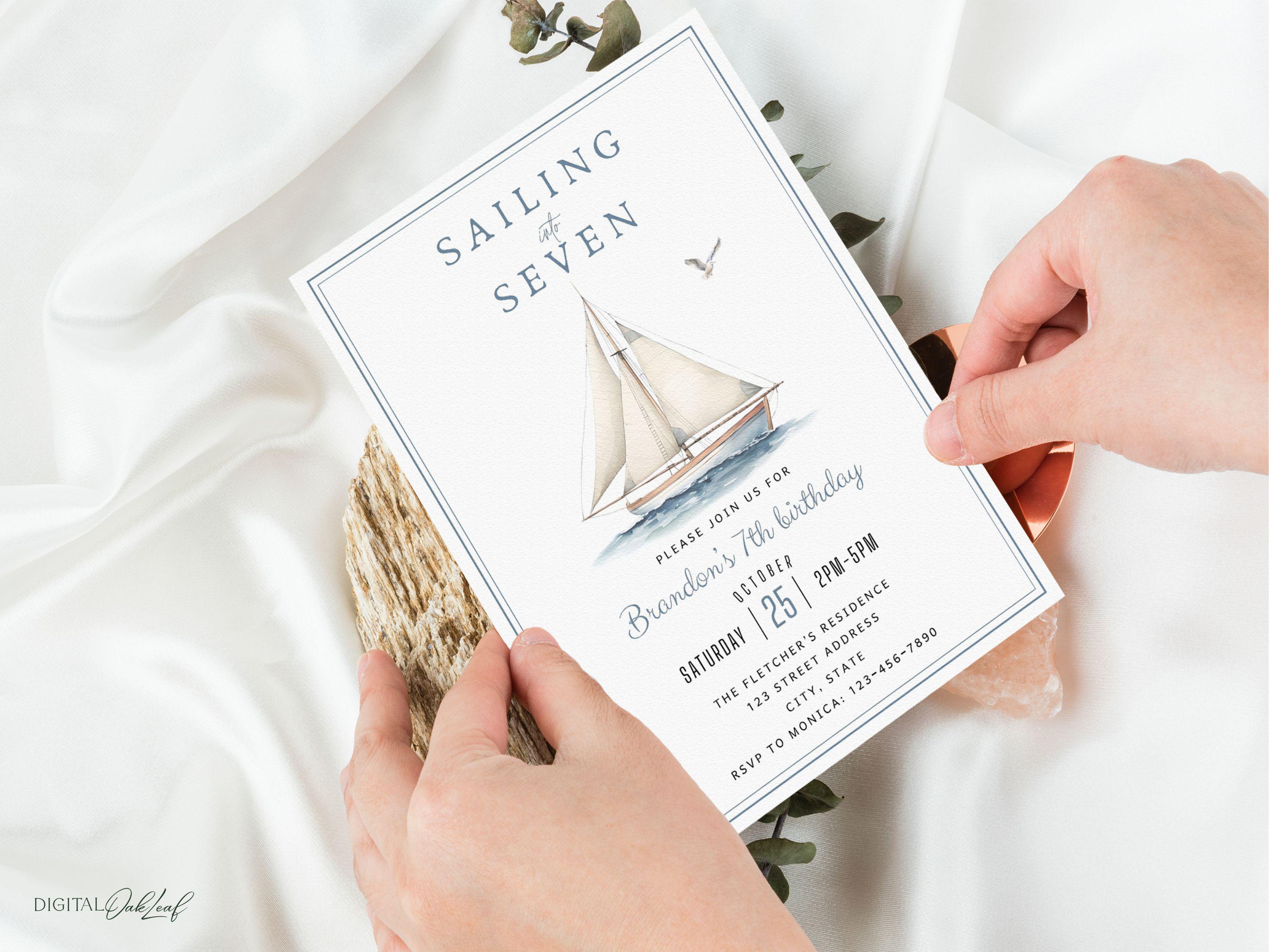 Editable Sailing Invitation, Any Age Nautical Invite Template, Marine ...