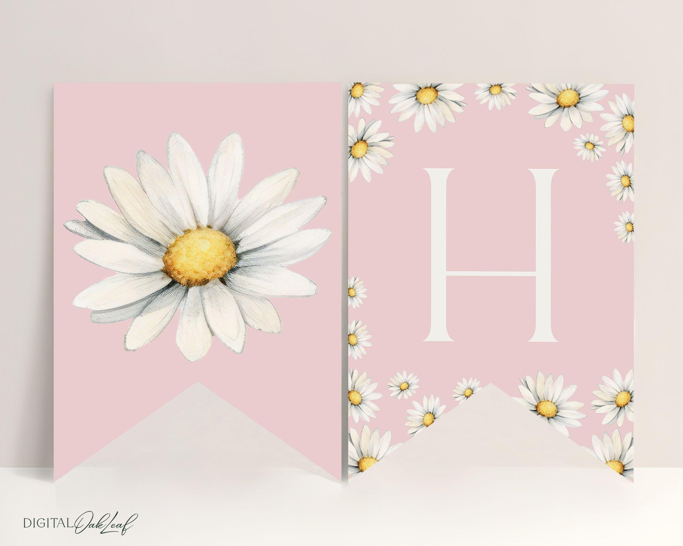 Editable Daisy Flowers Birthday Banner, Floral Birthday Party Decor ...