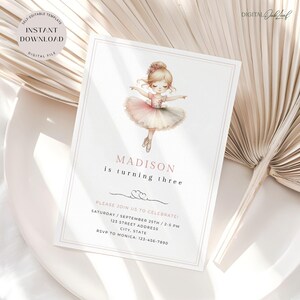 Ballerina Birthday Invitation, Editable Ballet Girls Party Invite, Kids Dance Invite Template, Little Dancer Invitation, Instant Download