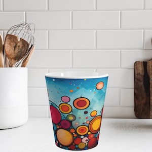 Colorcore 12 oz Ceramic Latte Mug, Bold and Vibrant Abstract Art Coffee Cup, Modern Artistic Coffee Cup,  Perfect Gift for Coffee Lovers