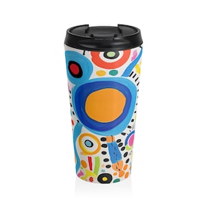 Stainless Steel Travel Mug, Abstract Artistic Tumbler, Stainless Steel Mug, Hot beverage Travel Cup, Unique Travel Mug, Coffee Mug with Lid