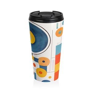 Stainless Steel Travel Mug, Car Coffee Cup, Travel Tumbler, Workout Tumbler, Stainless Steel Travel Mug with Abstract Design