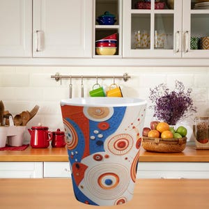 Abstractcore Contemporary Art 12 oz Ceramic Latte Mug, Colorful Artistic Latte or Coffee Cup, Modern Art Coffee Lovers Mug