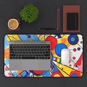 Superhero Inspired Colorful Desk Mat Durable Gaming Mat and Desk Protector, Vibrant Trendy Abstract Design, Perfect for Work School Gaming