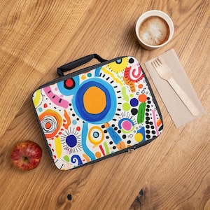 Lunch Bag, Abstract Artistic Lunch Tote, Sandwich Tote, Colorful Lunch Tote, Lunch Container, Lunch Carrier, Unique Playful Lunch bag