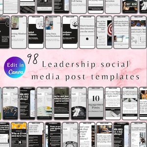 Modelos de mídia social para coaches de liderança | Designs editáveis do Canva para posts de engajamento e crescimento no Instagram