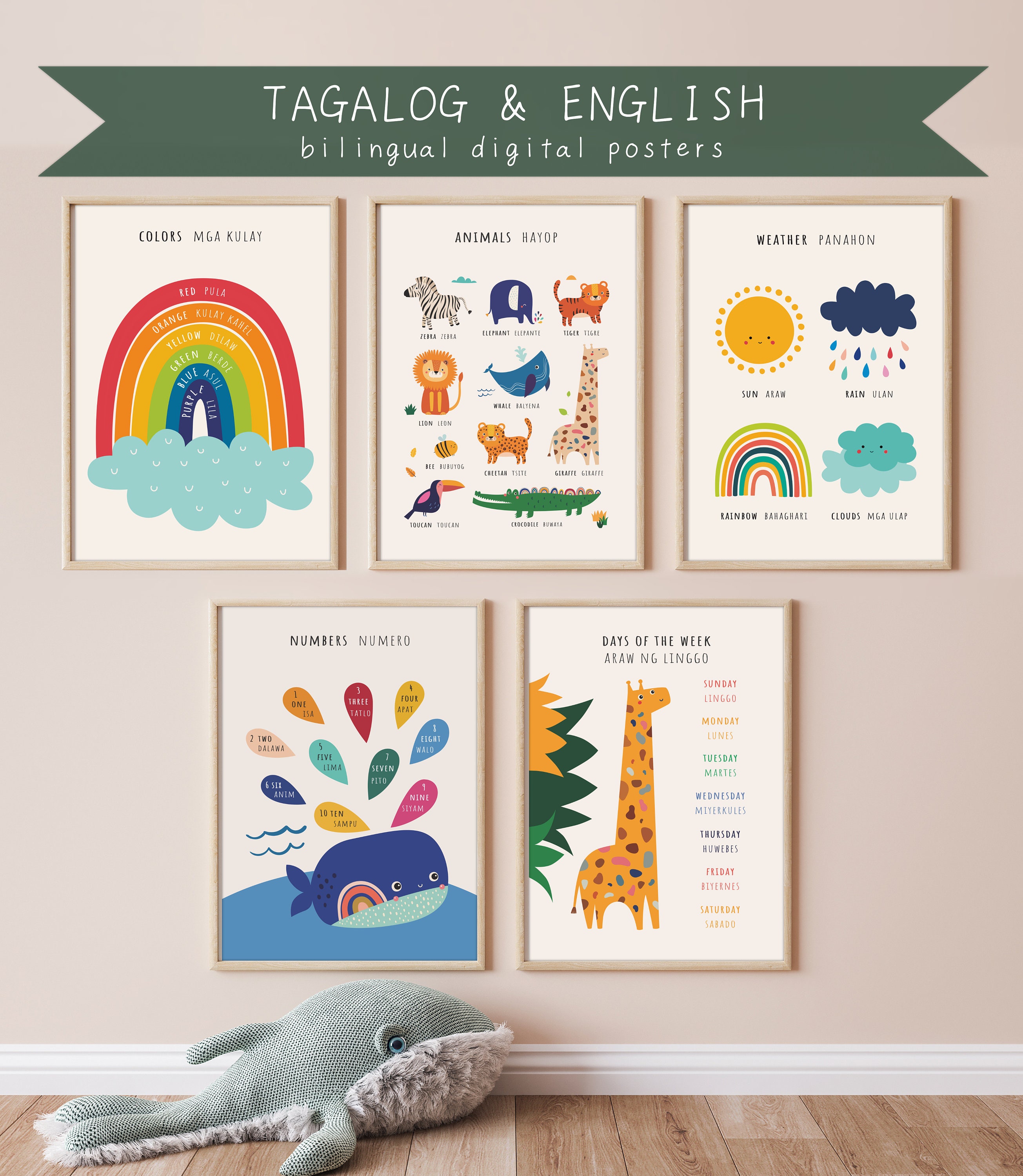 Tagalog Lesson S 5 Bilingual Tagalog Educational Posters, Tagalog Learning Posters, Set ...