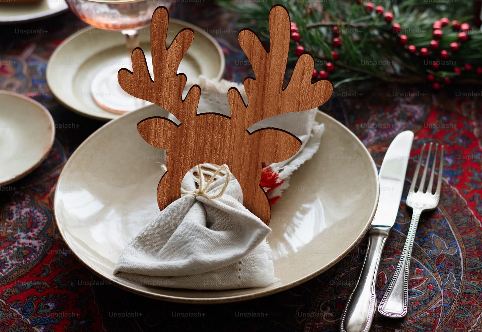 Reindeer Napkin Ring, Reindeer Svg, Christmas Napkin Ring SVG, Napkin