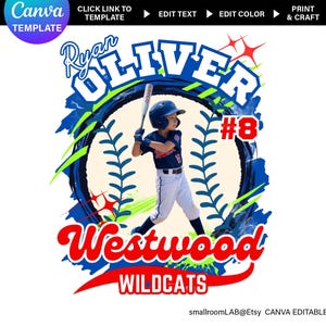Baseball Mom Photo Template: Editable Canva Player Insert for Team Spirit Shirts, Instant Download