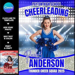 Editable Cheerleader Canva Template | Cheer Squad Banner, Senior Sports Poster