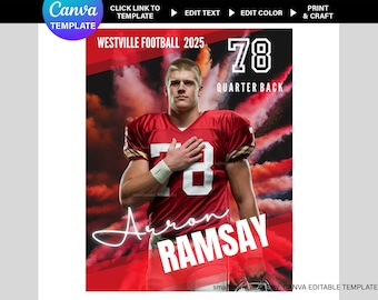 Customizable Football Senior Night Poster Template (Canva, Digital download)