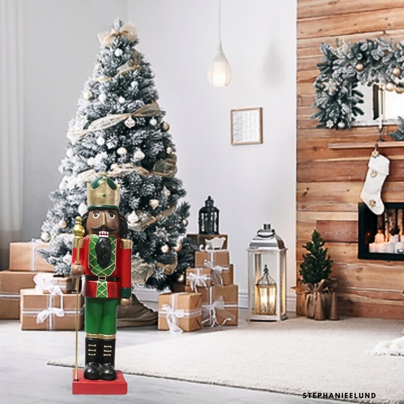 African American Nutcracker Figurine Festive Indoor Holiday Etsy