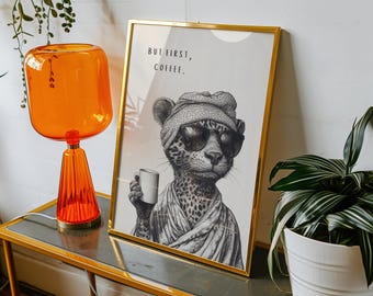 Estampado de leopardo en café: Arte animal divertido en tono sepia (Descarga digital)
