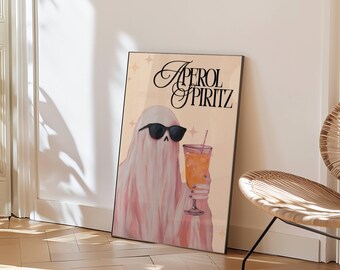 Impresión de fantasmas de la temporada espeluznante: Arte del cóctel Aperol Spritz (Descarga digital)