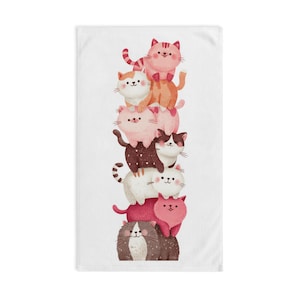 Cat Lovers Hand Towel - Cute Kittens Design, Kitchen Decor, Gift for Cat Owners, Fun Bathroom Towel, Pet Lover Gift