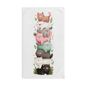 Cute Cat Hand Towel, Adorable Kitchen Towel for Cat Lovers, Gift for Pet Owners, Cat Themed Bathroom Decor, Fun Cat Grooming Towel