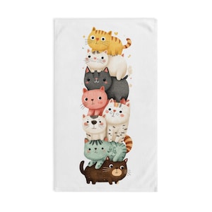 Cute Cat Hand Towel - Adorable Gift for Cat Lovers, Home Decor, Kitchen Essentials, Fun Bathroom Accessories
