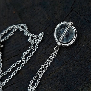 Fidget necklace with rock crystal. Rotating pendant for teenagers. Spinner necklace for women. Anxiety relief jewelry. Gift for teens.