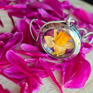 Dried flowers in a glass locket. Dried Flower Gift. Terrarium Natural Jewelry with Real Flowers. Botanical gift.
