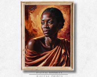 Black Woman Oil Portrait: Afrocentric Art Print (Digital Download)