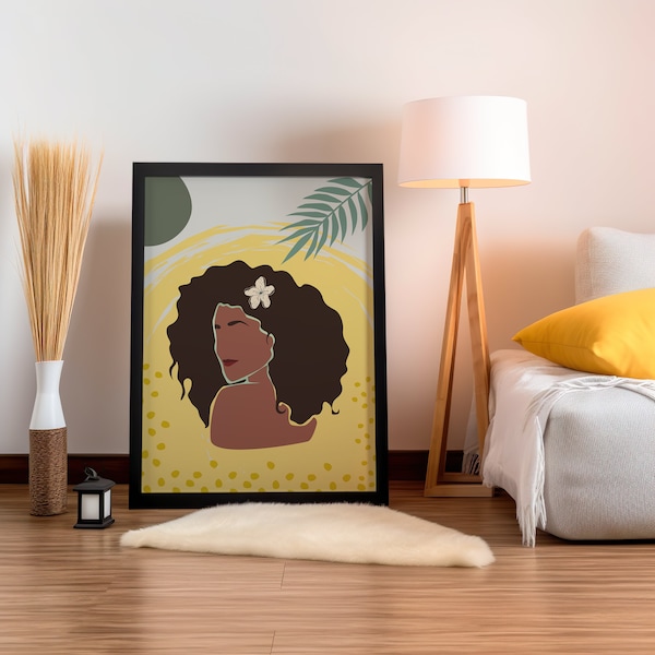 Boho Black Woman | Black Woman Art | Boho Black Art | Boho Woman Wall Print | Boho Black Woman Art Print Afro American Woman Abstract